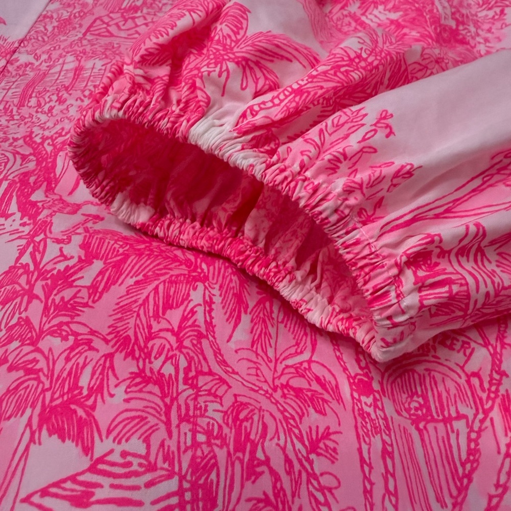 Lilly Pulitzer Vibrant Pink Blouse with Puff Sleeves - Picture 7 of 9